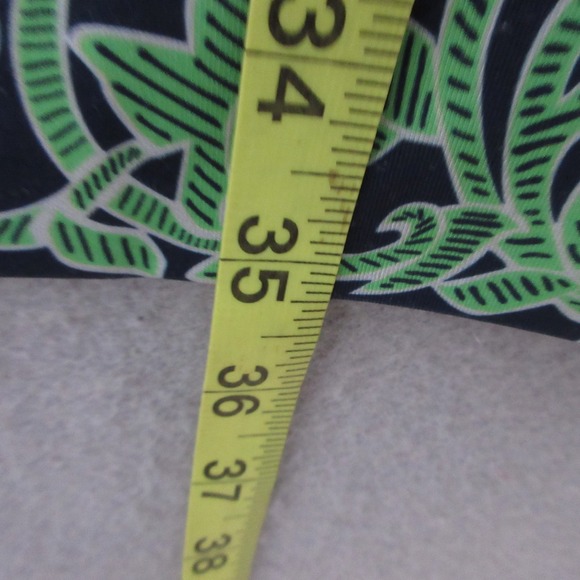 Gretchen Scott Dress Small Green Navy Medallion Tunic Shift Geometric Flip Cuff - Picture 7 of 8